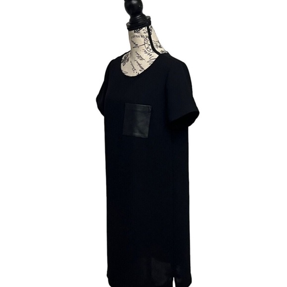 JCrew Black Dress with  Leather Pocket Tee Dress Mini Shift Mini Grunge C9033 S - Picture 3 of 11